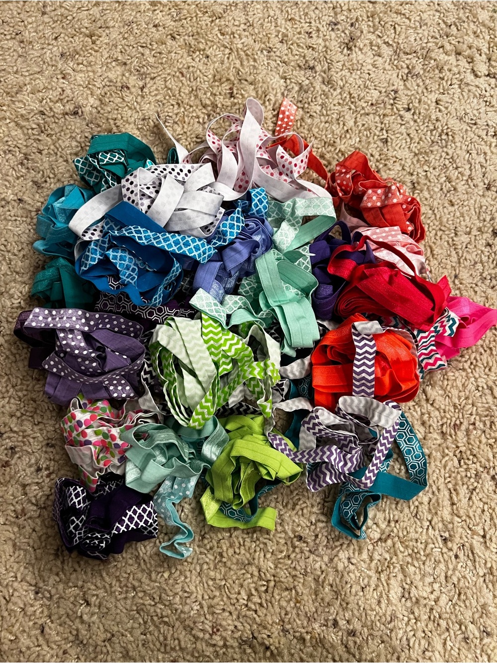 Large pack of fold over elastic yardage make hair ties and headbands
